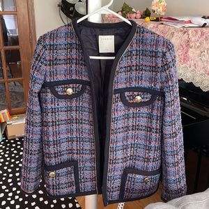 Sandro Checked Tweed Jacket eu 36